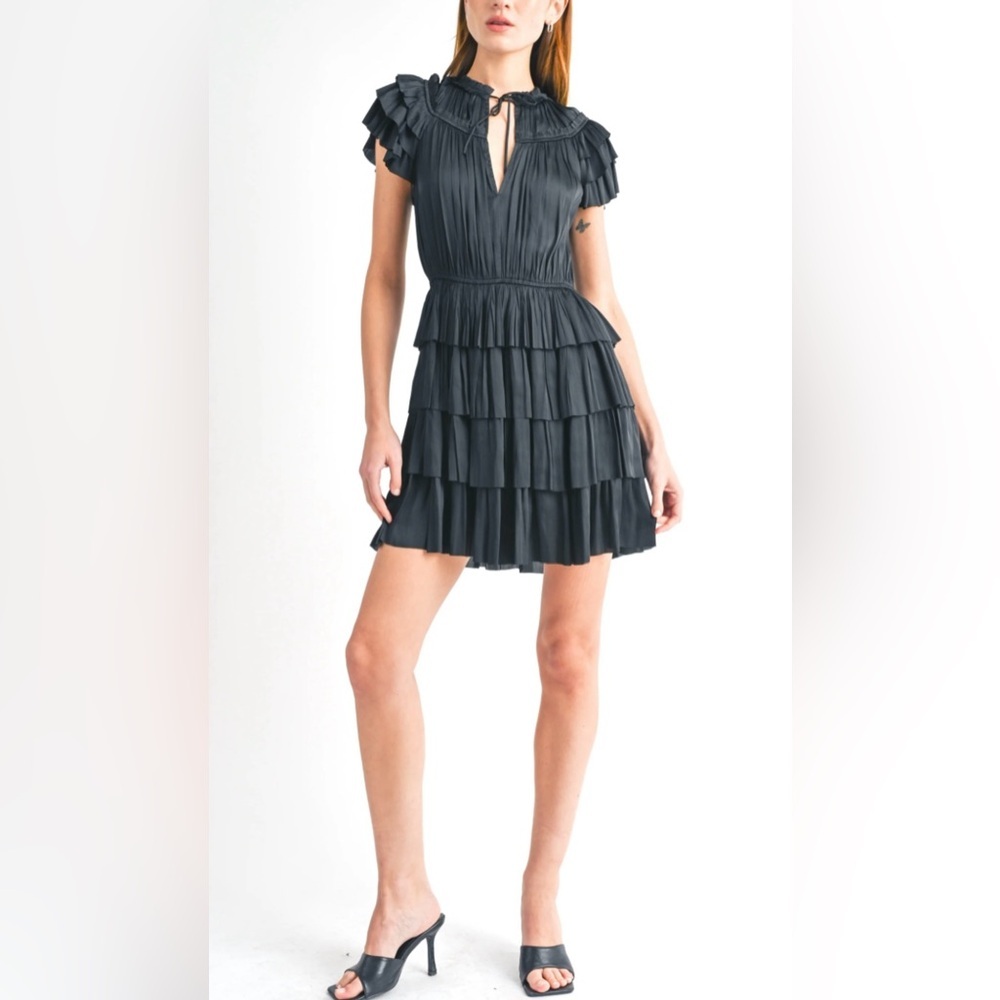 RESET by Jane Apollo Dress, Large, Modern Feminine Ruffled Evening Date Night